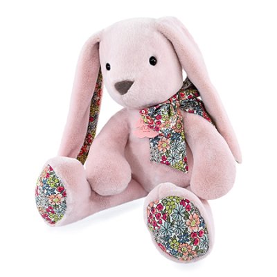 Doudou Histoire d'Ours Ami en peluche lapin rose 40 cm