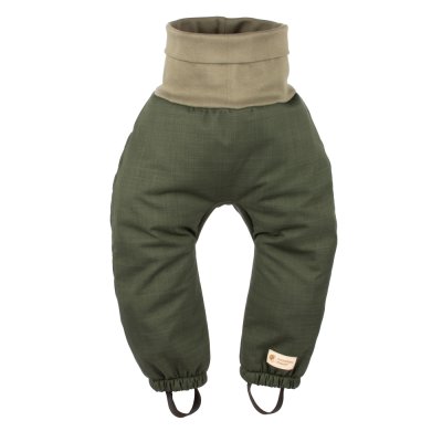 Otroške rastoče zimske softshell hlače s krznom Monkey Mum® - Kaki lovec