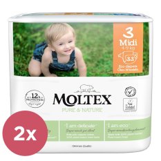 2x Pañales Desechables MOLTEX Pure&Nature 3 Midi (4-9 kg)