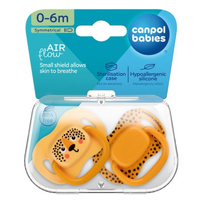 CANPOL BABIES Set symmetrischer Silikonschnuller BabiesBoo 0-6m 2 Stück orange