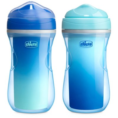 Kubek termiczny CHICCO Active z napojem 266 ml niebieski, gwiazdki 14m+
