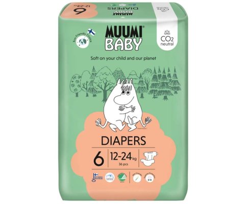 MUUMI Baby 6 Junior 12-24 kg (36 Stück), Öko-Windeln
