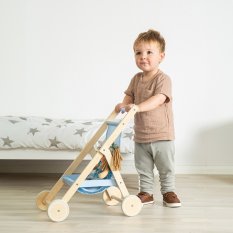 Tidlo Wooden Doll Stroller Blue