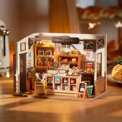 RoboTime Puzzle 3D in legno Miniatura della casa delle bambole Panetteria