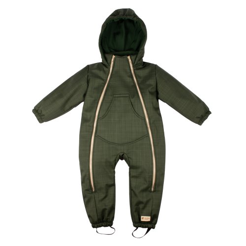 Monkey Mum® Baby Softshell Winter Jumpsuit with Sherpa - Khaki Huntsman - size 86/92