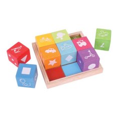 Bigjigs Baby Képes fa építőkockák