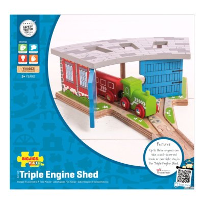 Bigjigs Rail Dreifach Lokschuppen mit Toren