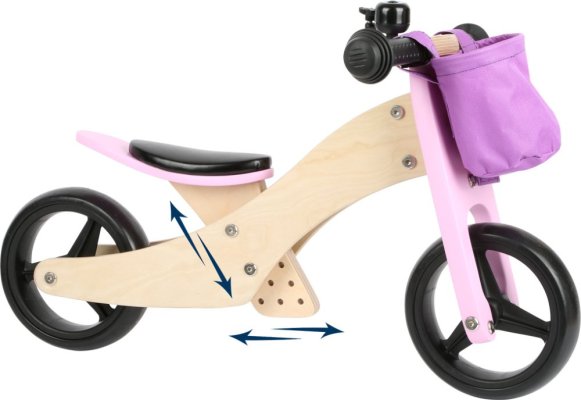small foot Bicicleta de equilibrio de madera Trike 2 en 1 rosa