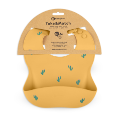 PETITE&MARS Silicone bib Take&Match Ocher Cacti 6m+