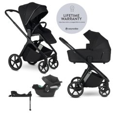 EASYWALKER Cărucior combinat Zoey Pure Black + CBX By CYBEX Aton B2 i-Size + bază