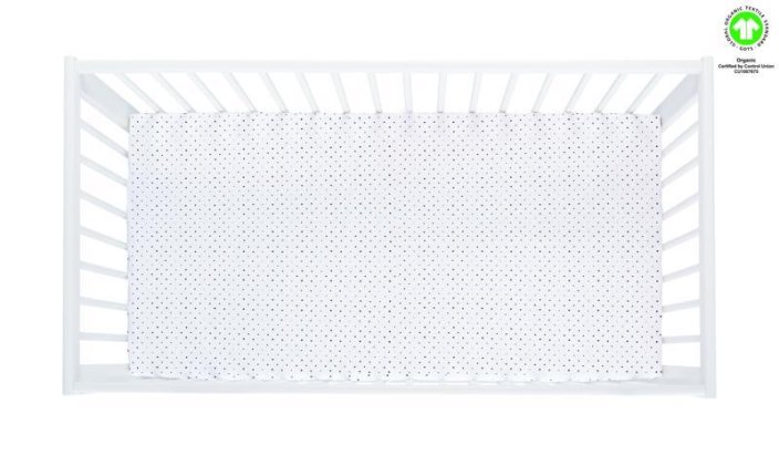 MOTHERHOOD Fitted sheet with elastic BIO Black Dots 60x120 cm