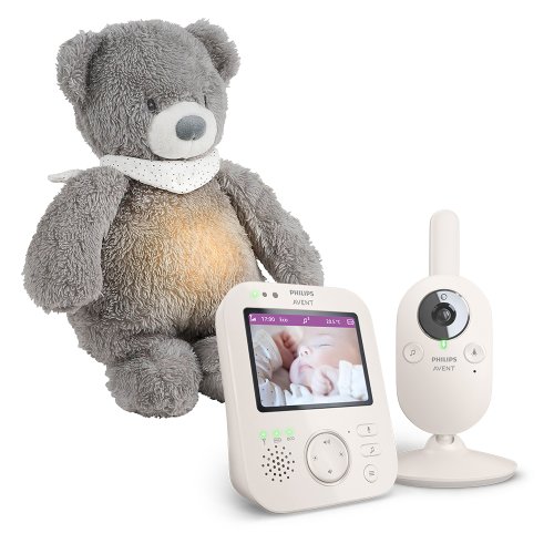 Philips AVENT Babymonitor video SCD891/26+NATTOU Soother 4 in 1 Sleepy Bear Grå 0m+