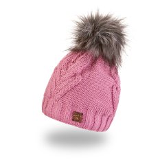 Komplet dzianinowa czapka z POMPONEM i szal Outlast ® - lawendowy