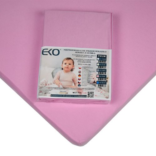 EKO Sheet waterproof with rubber jersey pink 120x60 cm