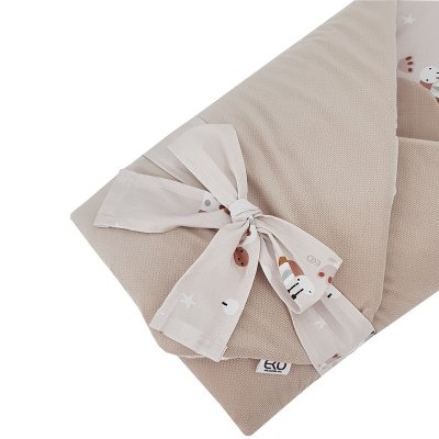 EKO Otulacz bawełniany z kokosowym wyjmowanym wkładem VELVET Bees Beige 75x75 cm