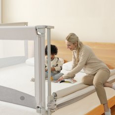 Varovalo za posteljo Monkey Mum® Economy - 190 cm - svetlo sivo