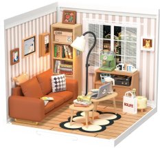 Puzzle 3D en bois RoboTime - Miniature de maison de poupée - Salon confortable