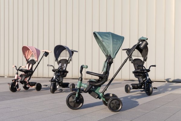 Rowerek trójkołowy QPLAY Elite Platinum Black, 6 w 1, wiek 10-72 miesięcy