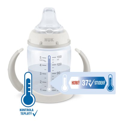 Butelka NUK Learning DISNEY-Kubuś Puchatek z regulacją temperatury 150 ml szara