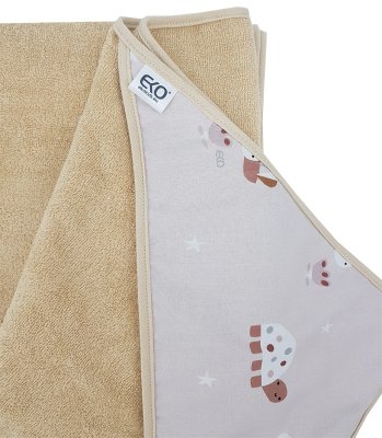 EKO Ręcznik kąpielowy z kapturkiem bawełniany Bees Beige 100x100 cm