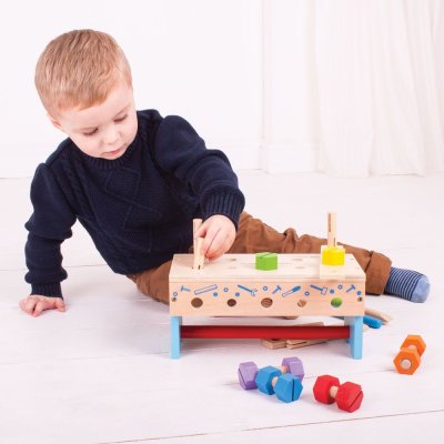 Bigjigs Toys Warsztat i skrzynka na narzędzia 2w1