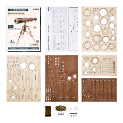 RoboTime Drewniane Mechaniczne Puzzle 3D Teleskop Piracki