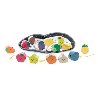 Vilac Contas de enfiar de madeira fruta e legumes