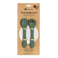 PETITE&MARS Příbor silikonový Take&Match Misty Green 6m+