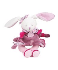 Set cadou Doudou - Zornăitoare de pluș iepuraș 19 cm