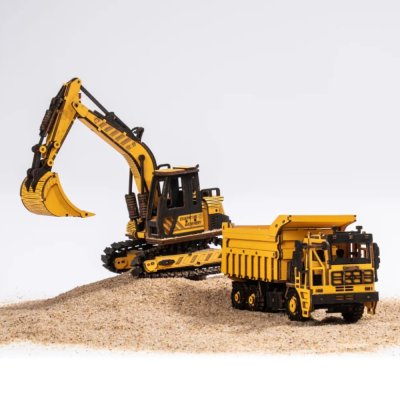 RoboTime 3D Rompecabezas de Madera Mecánico Excavadora