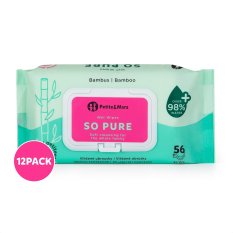 12x PETITE&MARS Ubrousky vlhčené SO PURE bambusové bioodbouratelné 56 ks (672 ks)