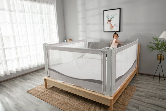 Zábrana na posteľ Monkey Mum® Premium - 200 cm - svetlo šedá