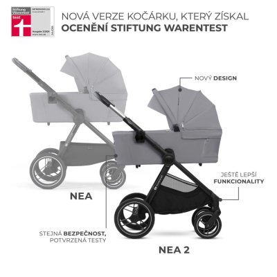 KINDERKRAFT Kombinirani voziček Nea 2 2v1 Platinum Grey