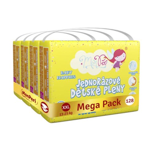 MONPERI Klasik Pieluchy jednorazowe XXL (13-25 kg) 128 szt. - Mega Pack