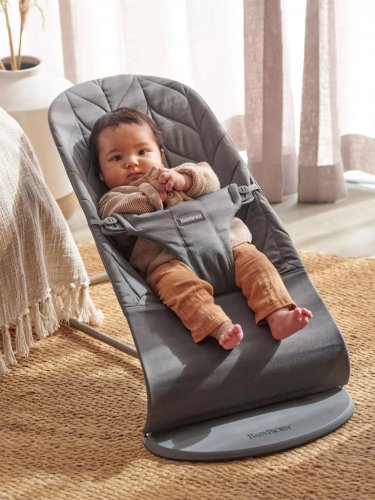 BABYBJÖRN Lounger Bliss Anthracite cotton Petal, тъмно сива конструкция