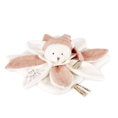 Doudou Coffret Cadeau Peluche Ours Câlin avec Bonnet 25 cm Rose