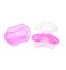 BABYONO BPA-free silicone teether in the shape of a pacifier with a pink cover 3m+