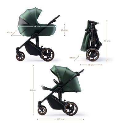 KINDERKRAFT SELECT Kinderwagen kombiniert 3 in 1 Prime 2 Dunkelgrün, Premium