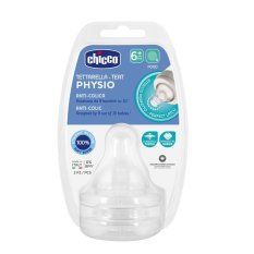 CHICCO Cumlík na fľašu Perfect 5/Well-Being fyziologický na kašu 6m+ 2 ks