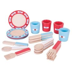 Bigjigs Toys Holz Geschirr-Set mit Punkten