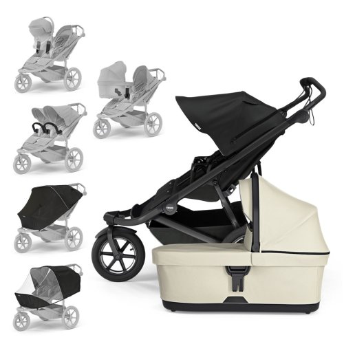 THULE Testvér babakocsi Urban Glide dupla fekete/puha bézs készlet XXL