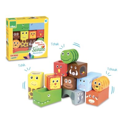 Vilac Cubes sonores en bois Savane
