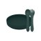 PETITE&MARS Juego de comedor silicona TAKE&MATCH 2 piezas plato + cubiertos Misty Green 6m+