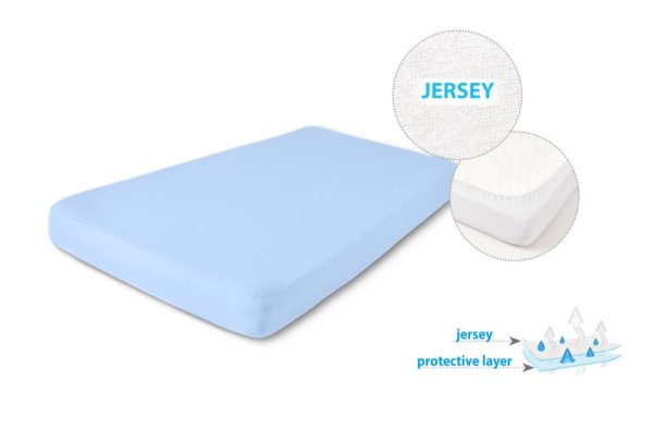 BABYMATEX Jersey Spannbettlaken wasserdicht 60x120 cm hellblau