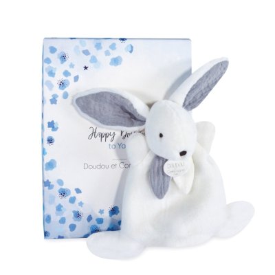 Doudou Dárková krabička modrá - mini králíček 17 cm