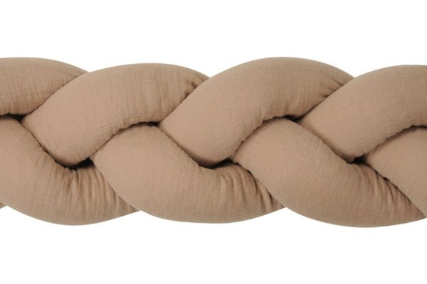 BABYMATEX Spjälsängsskydd muslin flätad fläta - brun 200 cm