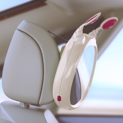 PETITE&MARS Autositz Reversal Pro i-Size 360° Karamellbraun 40-105 cm + Spiegel Oly Beige 0m+