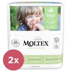 2x MOLTEX Pure&Nature Pañales desechables 4 Maxi (7-18 kg) 29 uds