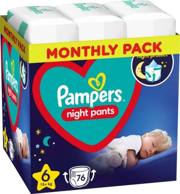 PAMPERS Night Pants Παντελόνι μιας χρήσης 6 (15 kg+) 76 τμχ - ΜΗΝΙΑΙΟ ΣΤΟΚ