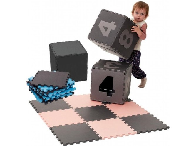 BABYDAN Játszószőnyeg puzzle szürke 90 x 90 cm számokkal